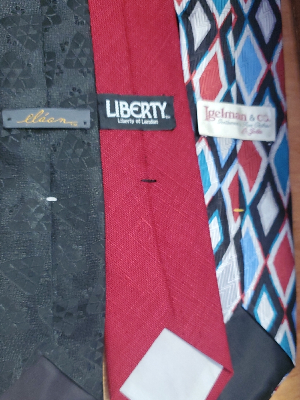 3 Vintage Ties In Red & Black Family